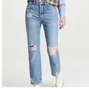 Rails The Atwater Slouchy Straight Leg Light Distressed Blue Jeans Sz 25